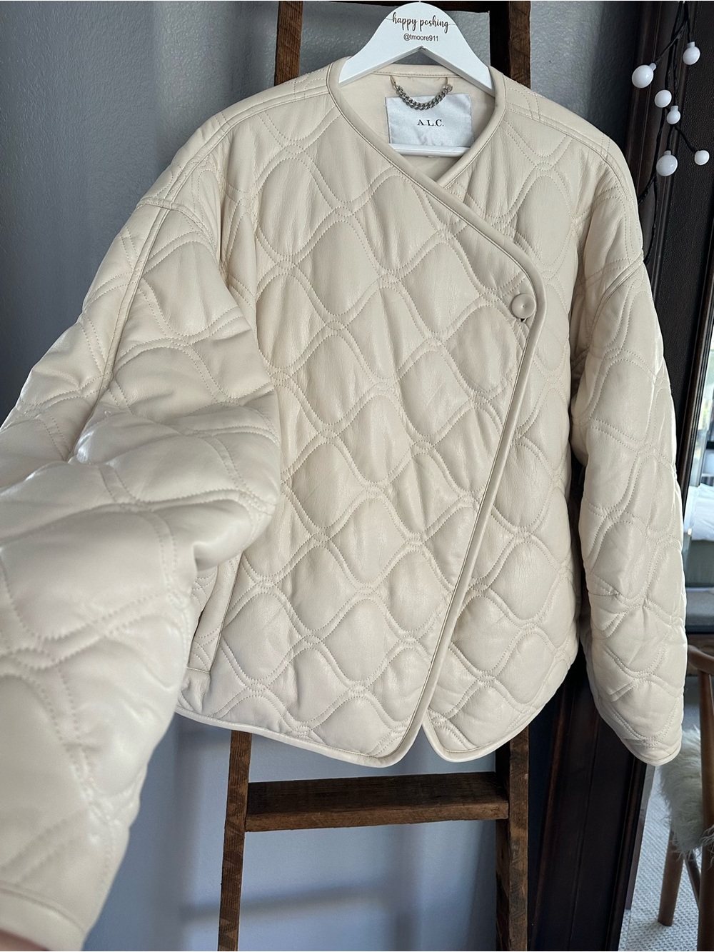 A.L.C. Quilted Cream Bomber Jacket, size XL - Picture 7 of 17